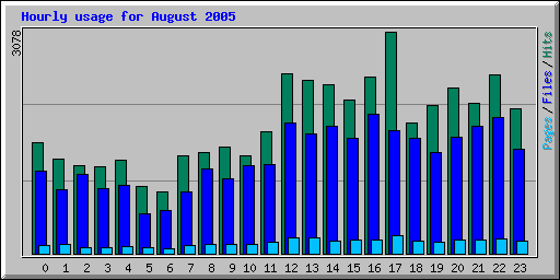 Hourly usage for August 2005