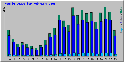 Hourly usage for February 2006