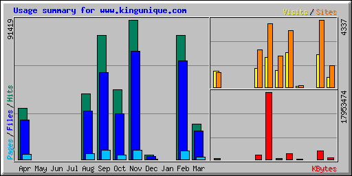 Usage summary for www.kingunique.com