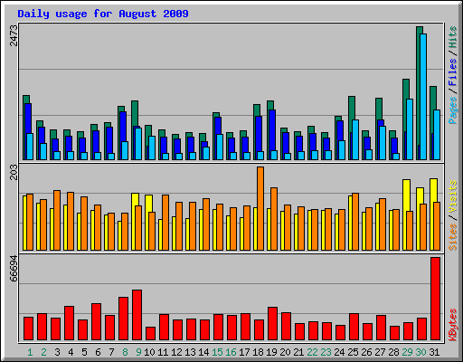 Daily usage for August 2009