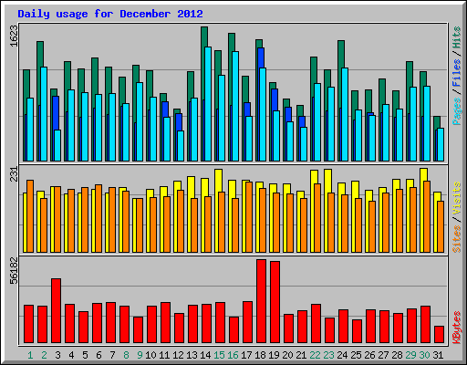 Daily usage for December 2012