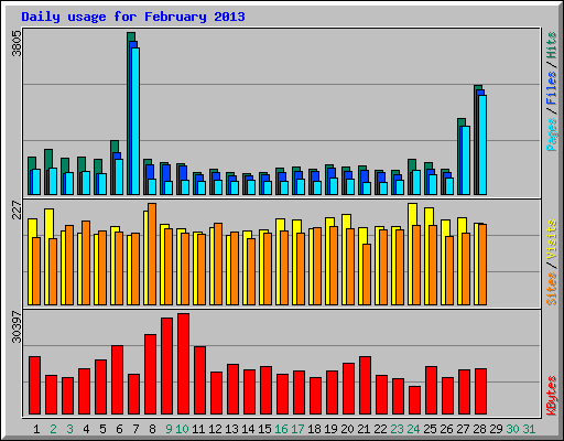 Daily usage for February 2013