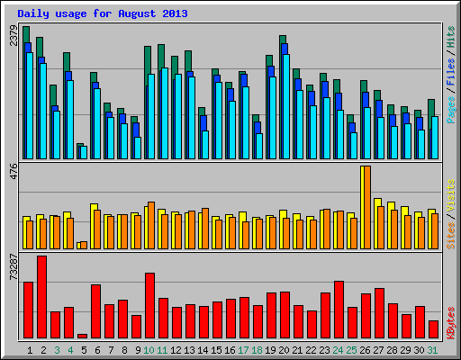 Daily usage for August 2013