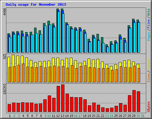 Daily usage for November 2013