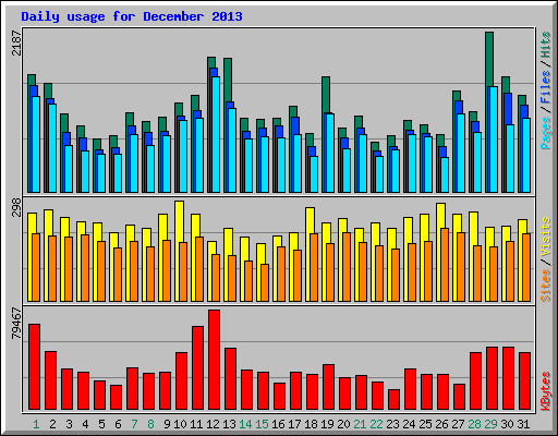 Daily usage for December 2013