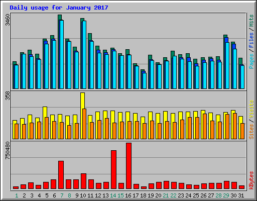 Daily usage for January 2017