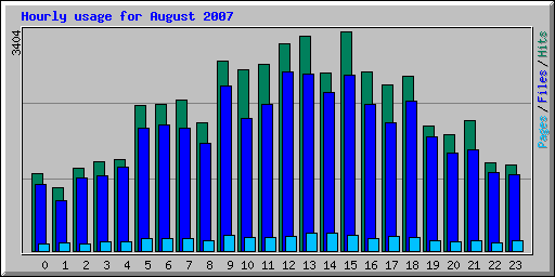 Hourly usage for August 2007