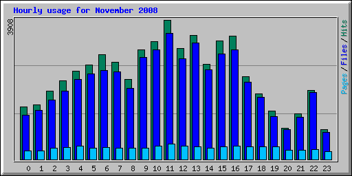Hourly usage for November 2008