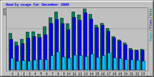 Hourly usage for December 2008