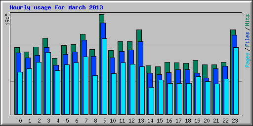 Hourly usage for March 2013