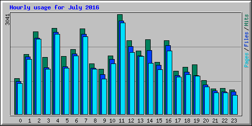 Hourly usage for July 2016